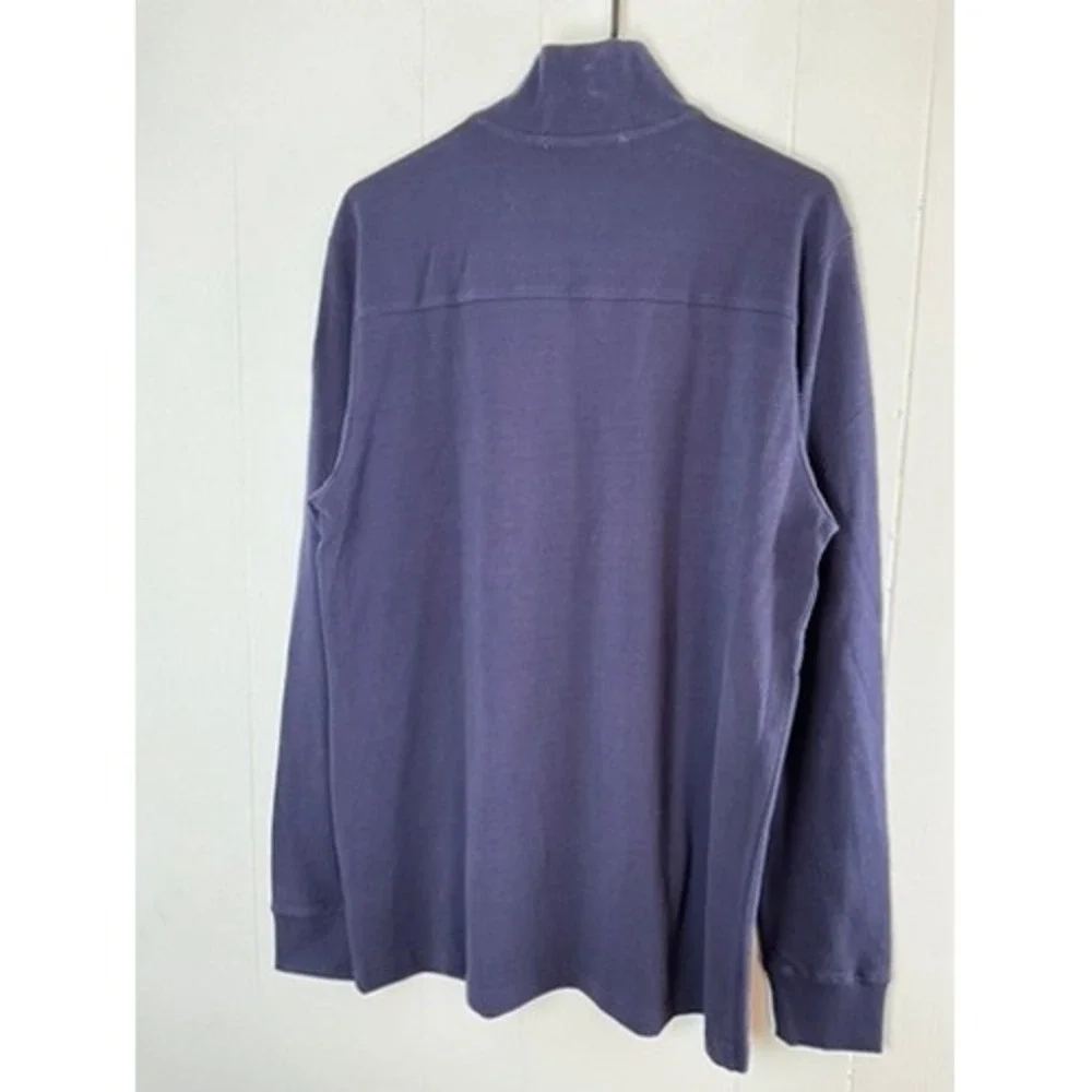 Criquet Mens Navy Blue 100% Organic Cotton Pique Quarter Zip Pullover Size M